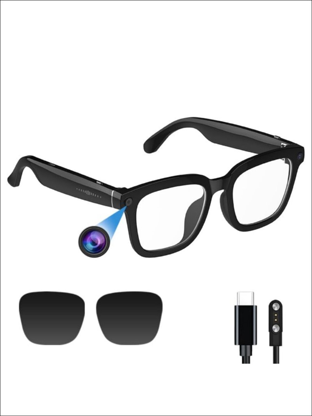 Smart Camera Glasses 1080P HD Video AI Translation Voice Assistant